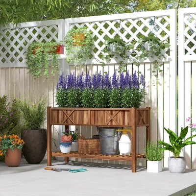 Raised Planter 47.2" W x 21.7" D x 31.5" H Carbonized