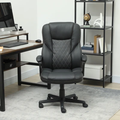 HOMCOM High Back PU Leather Ergonomic Office Chair, Black
