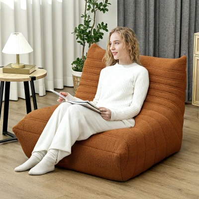 HOMCOM Bean Bag Sofa with High-Density Foam, Brown, Living Room