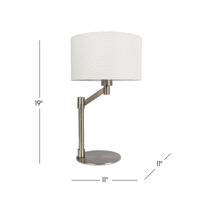 Brushed Nickel Table Lamp with On/Off Switch, Silver+White