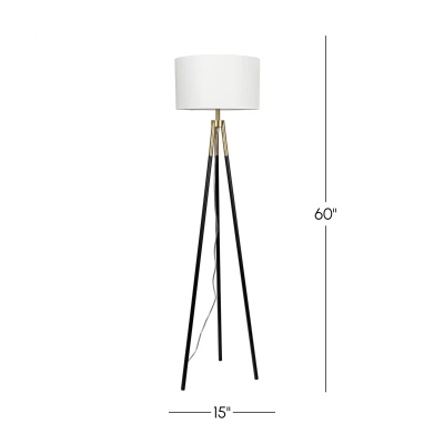 Elegant Brassed Floor Lamp with On/Off Switch, Black+White