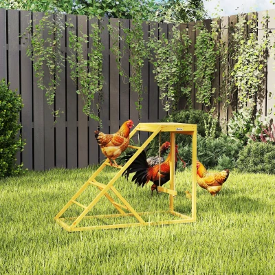 PawHut Chicken Coop Toy with Perches & Ladder, Yellow