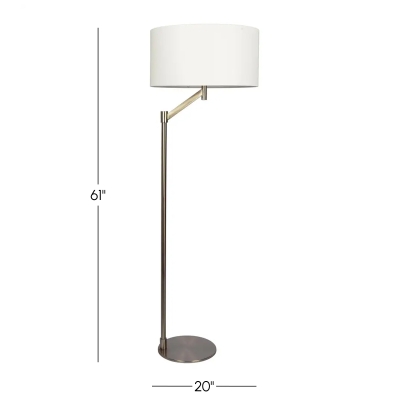 Serene Brushed Nickel Floor Lamp with Rotary Switch, White