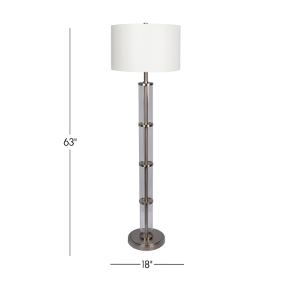 Nimbus Brushed Nickel Floor Lamp with 3-Way Rotary Switch, Silver Grey+White