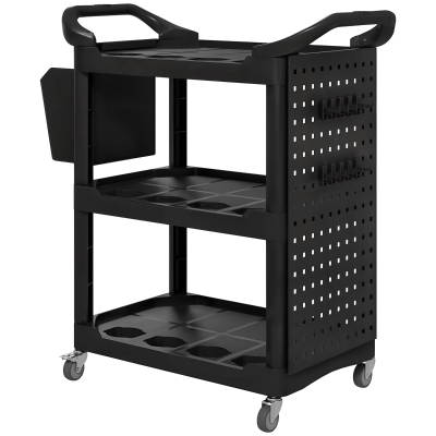 HOMCOM 3-Tier Rolling Utility Tool Cart, 200 LBS, Black