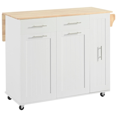 Kitchen Island Cart with 3-Tier Pull-Out Cabinet Organizer, White