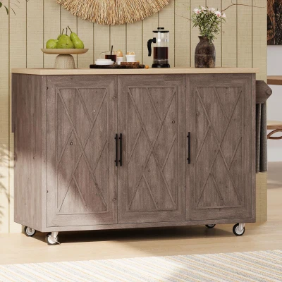 Kitchen Island with Drop Leaf, Brown