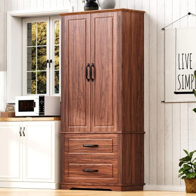 Farmhouse Kitchen Pantry Cabinet, Brown