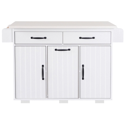 Kitchen Island with Trash Can Storage, White