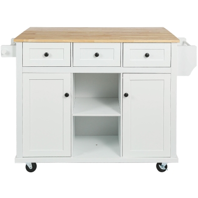 Kitchen Cart with 5 Wheels, White
