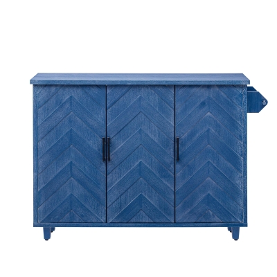 Farmhouse Kitchen Island with Drop Leaf, Navy Blue