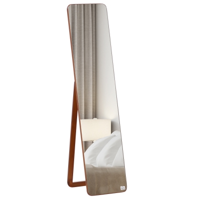 HOMCOM Full Length Mirror for Bedroom, Free Standing Dressing Mirror, Wall Mirror with Wood Frame, 15" x 61", Light Walnut