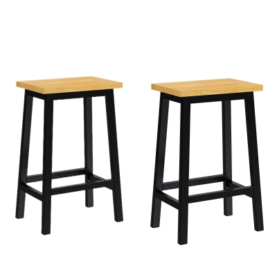 Set of 2 Solid Wood Bar Stools with Anti-Scratch Pads, Black