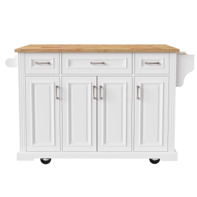 Kitchen Island Cart with Drop Leaf, White