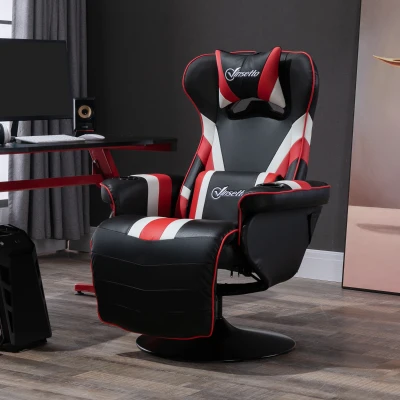 Vinsetto Racing Gaming Chair, Recliner with Footrest, Black/Red
