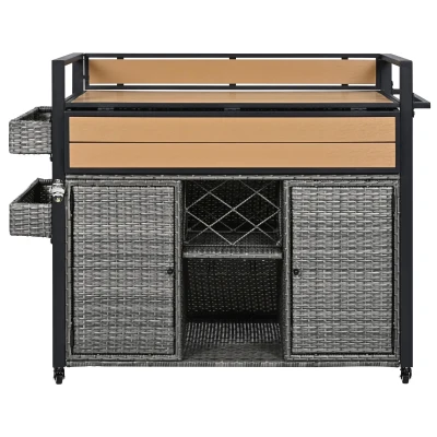 Outdoor Grill Cart with Extended Table Top, Grey