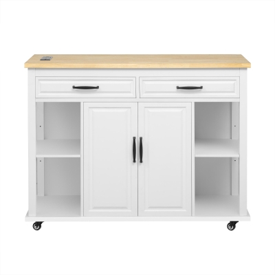 Kitchen Island with Extendable Dining Table, White