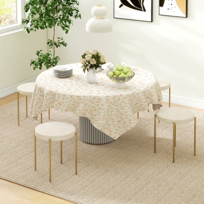 HOMCOM Backless Round Dining Chairs, Modern Stacking Stools Set of 4, Kitchen Chairs with Metal Legs, Cream White