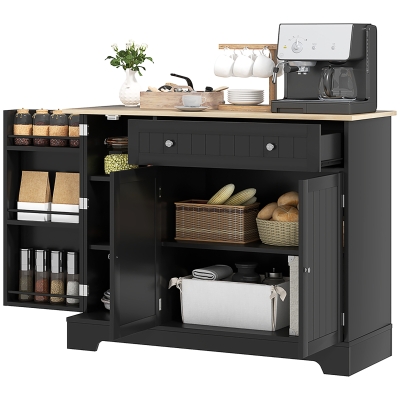 HOMCOM Modern Sideboard Cabinet, 41" Kitchen Buffet Cabinet with Drawer, Adjustable Shelf, 3 Doors for Dining Room, Black
