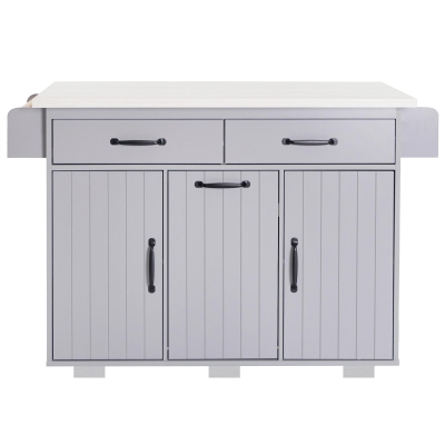 Kitchen Cart with Trash Can Storage, Grey