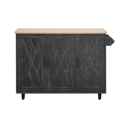 Farmhouse Kitchen Island with Drop Leaf, Black