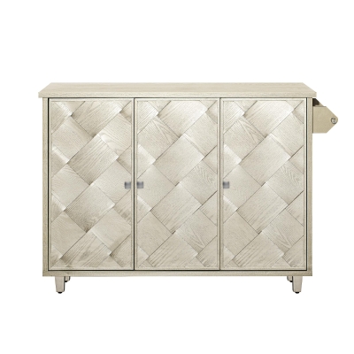 Kitchen Island Cart with Drop Leaf, Champagne
