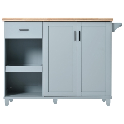 Kitchen Island Cart with Foldable Countertop, Grey+Blue