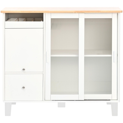 Kitchen Cart with Drop Leaf, White