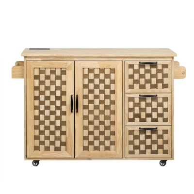 Kitchen Island with Drop Leaf, Natural