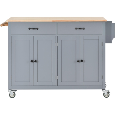 Kitchen Island Cart with 4-Door Cabinet, Blue