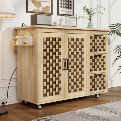 Kitchen Island with Drop Leaf, Natural