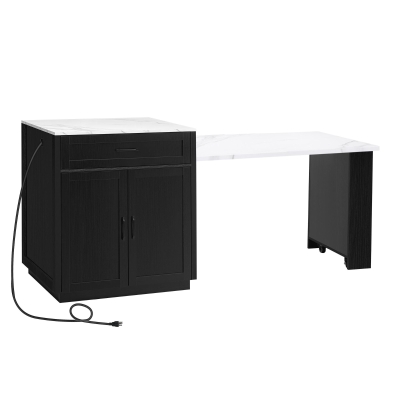 Kitchen Island with Extendable Dining Table for 4-6, Blac