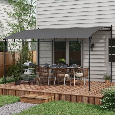 Outsunny 10' x 13' Outdoor Pergola with UV30+ Protection Canopy and Steel Frame for Porch, Patio, Deck, Backyard, Dark Grey