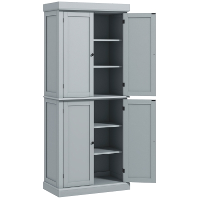 HOMCOM 72" Freestanding Kitchen Pantry Cabinet with Doors, Gray