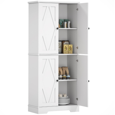 HOMCOM Farmhouse Tall Kitchen Pantry Cabinet with Doors & Shelves