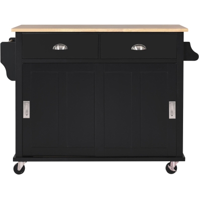 Adjustable Kitchen Cart with 4 Wheels, Black