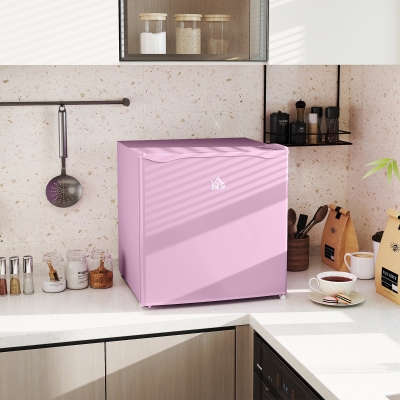 HOMCOM 1.1 Cu. Ft. Mini Freezer, Compact Upright Freezer with Reversible Door, Removable Shelf, Adjustable Temperature, Pink