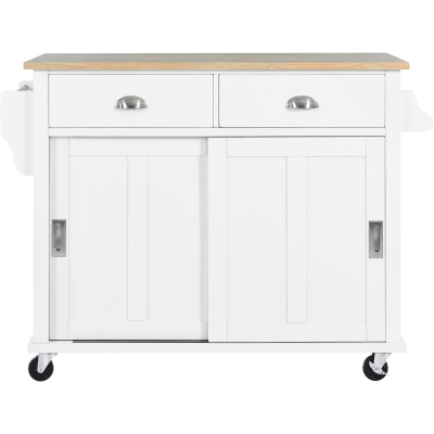 Kitchen Cart with Drop-Leaf Countertop, White