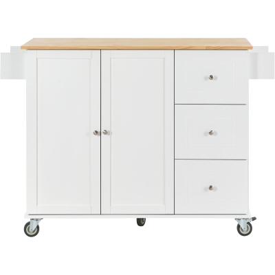 Kitchen Island with Wood Top, White