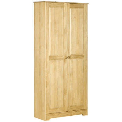 HOMCOM 67" Pinewood Kitchen Pantry Cabinet with Doors & Shelves
