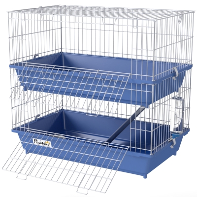 PawHut 2-Tier Small Animal Cage, 28" with Ramp, Blue
