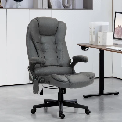 Vinsetto Massage Office Chair with Heat, Reclining Microfiber, Gray