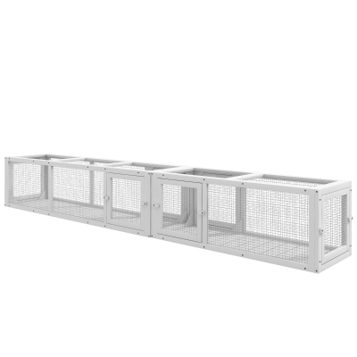 PawHut 98" Wooden Cat Tunnel for Outdoor, 8 Doors, White