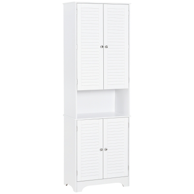 HOMCOM Tall Narrow Freestanding Bathroom Storage Cabinet, White