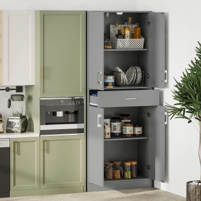 HOMCOM 71" Freestanding Kitchen Cabinet with Drawer, Gray