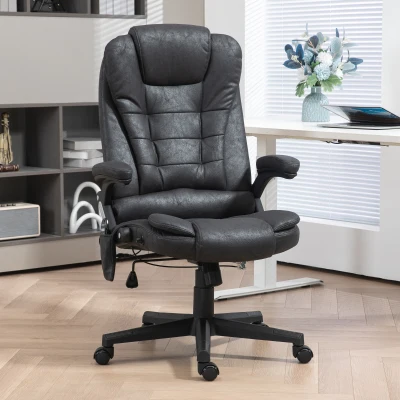 HOMCOM Massage Office Chair with Heat, Reclining High Back, Black