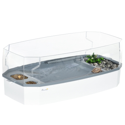 PawHut Turtle Tank Kit with Basking Platform, Easy Clean