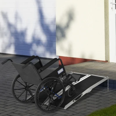 HOMCOM 4' Portable Wheelchair Ramp, Skidproof Foldable