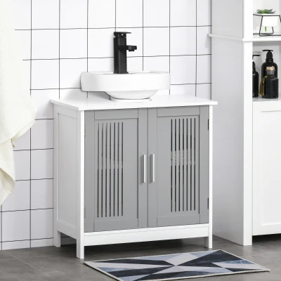 Kleankin Under Sink Bathroom Cabinet, Gray & White