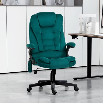 Vinsetto Velvet Executive Office Chair w/ Heat & Massage, Green